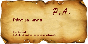 Pántya Anna névjegykártya